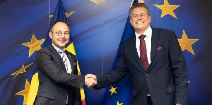 El cap de Govern, Xavier Espot, i el vicepresident executiu de la Comissió Europea, Maroš Šefčovič.