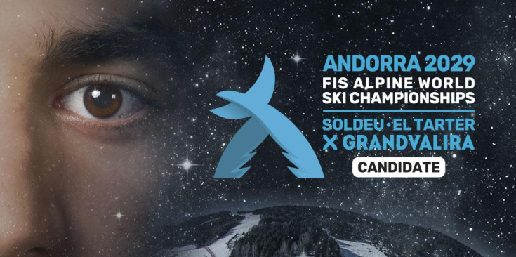 Cartell de la candidatura d’Andorra per acollir els Campionats del Món d’esquí de l’any 2029.