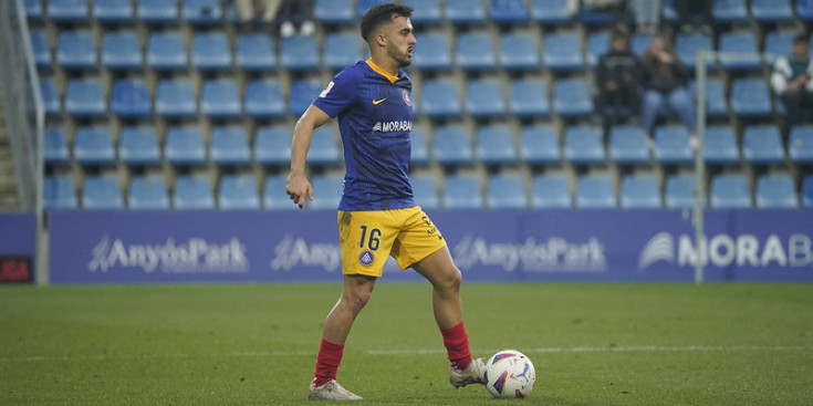 Diego Pampín jugant diumenge passat contra l’Eldense.