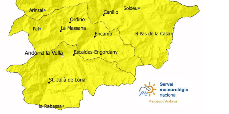 Mapa de l'avis de tempestes per aquesta tarda.