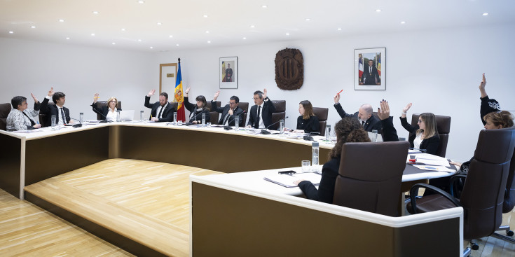 Un moment de la sessió de consell de comú d'Andorra la Vella d'ahir.