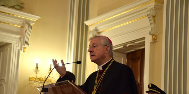 El copríncep episcopal, Joan-Enric Vives, durant el seu tradicional discurs durant la recepció de Nadal.