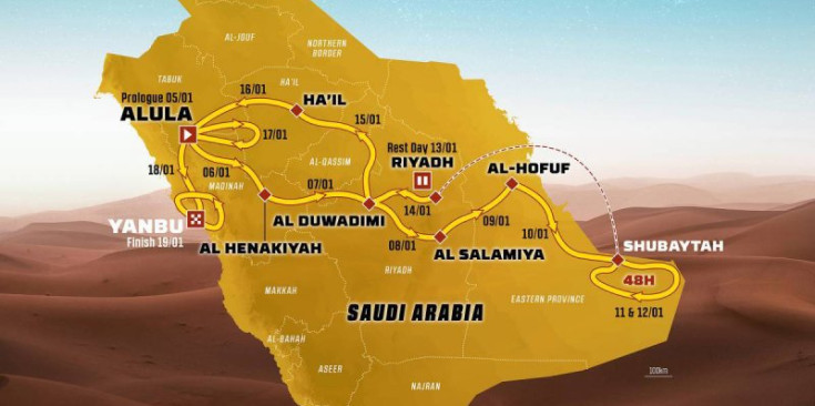 Mapa del recorregut que faran els pilots participants en el Dakar 2024.