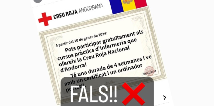 La publicació denunciada per la Creu Roja Andorrana.