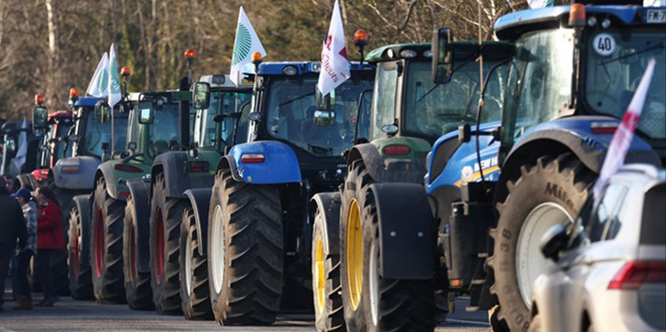Agricultors francesos durant les protestes.