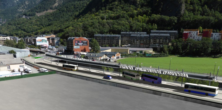 Recreació virtual de la futura Estació d’Autobusos d’Andorra al vial del Prat del Rull de la capital.