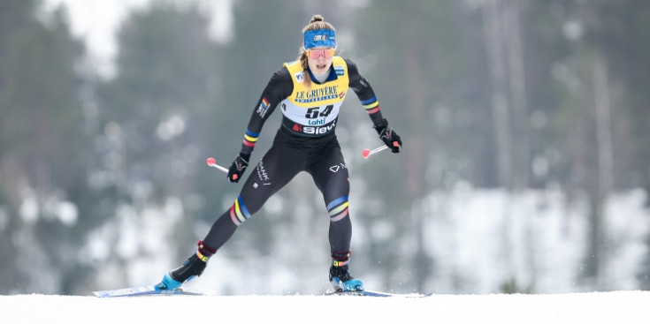 La fondista Gina del Rio a l'sprint de la Copa del Món de Lahti (Finlàndia).