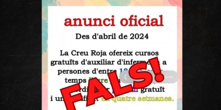 L'anunci que circula anunciant cursos de Creu Roja Andorrana.