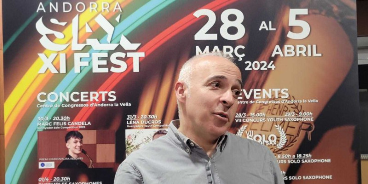 El director del Sax Fest, Efrem Roca, al Centre de Congressos d’Andorra la Vella, aquest vespre.