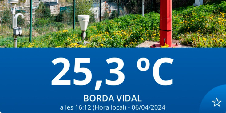 El registre de temperatura màxima a la Borda Vidal.