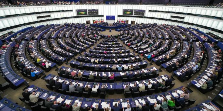 Hemicicle del Parlament Europeu, on es farà excepcionalment la sessió plenària de primavera en trobar-se en obres el Consell d’Europa.