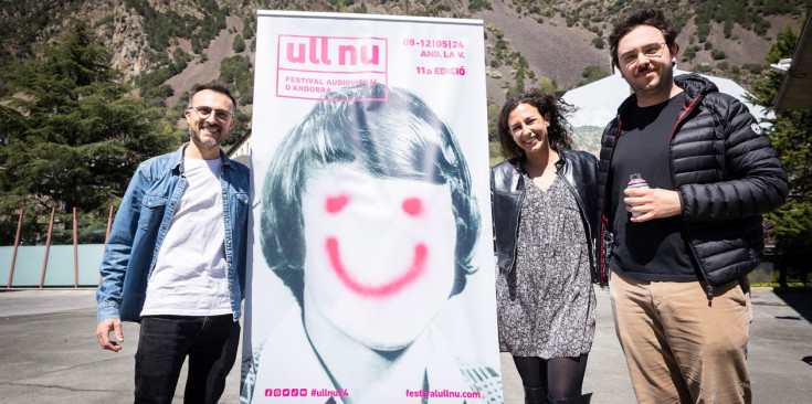Hèctor Mas, Maria Nazzaro i Marc Camardons, en la presentació de l’onzena edició del festival audiovisual Ull Nu.