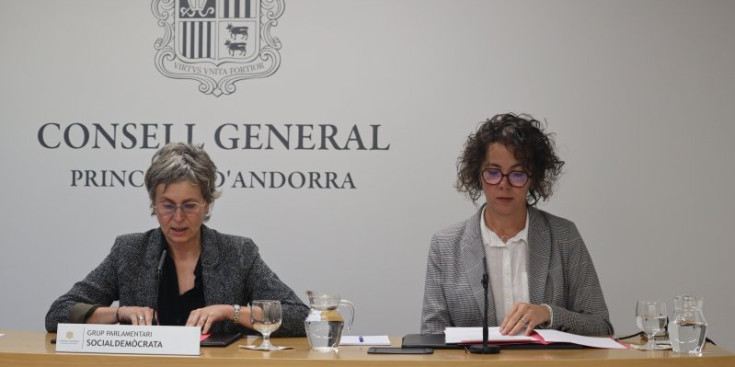 La presidenta del Grup Parlamentari Socialdemòcrata, Judith Casal, i presidenta suplent, Susanna Vela.