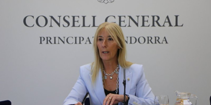 La subsíndica general, Sandra Codina, durant la roda de premsa posterior a la Junta de Presidents.