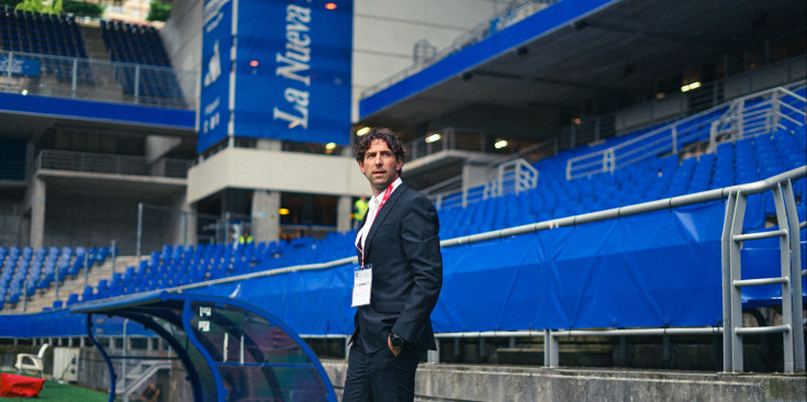 El director esportiu de l’FC Andorra, Jaume Nogués, en el darrer desplaçament de l'equip a Oviedo.