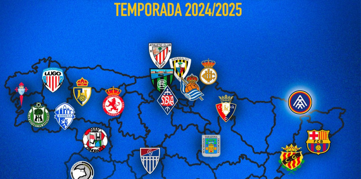 El mapa amb els rivals de l'FC Andorra.