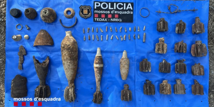 Els artefactes explosius que es van trobar al camp de tir de la Seu d'Urgell.
