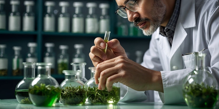 Un investigador analitza mostres de plantes al laboratori.
