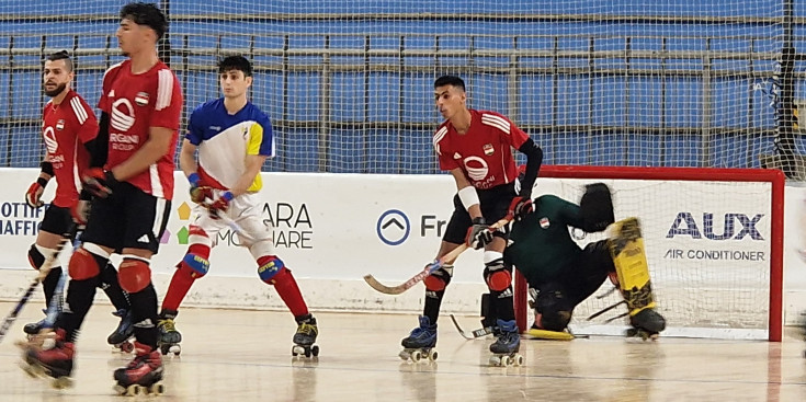 Un instant del duel d'aquest matí entre Andorra i Egipte.