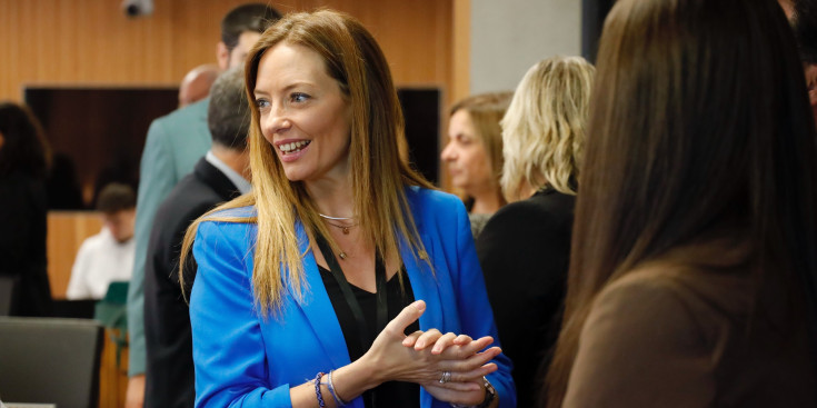 La ministra de Salut, Helena Mas, moments abans de la compareixença al davant de les comissions legislatives d'Afers Socials i Igualtat i de Sanitat.