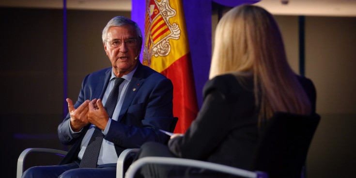 El representant del copríncep francès Patrick Strzoda, durant la conferència 'Andorra en l'entorn europeu'.