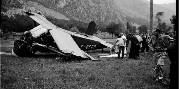 Una de les fotografies de Peig del sinistre de l’avioneta, el 7 d’agost de 1956.