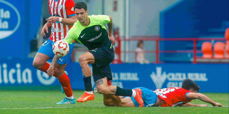 Erik Morán a Lugo, en el seu debut com a tricolor.