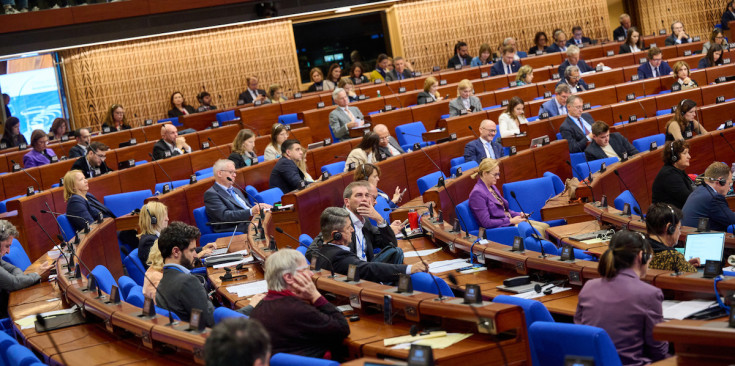 El president del grup parlamentari de Concòrdia, Cerni Escalé, durant la primera jornada de la sessió plenària de tardor de l’Assemblea Parlamentària del Consell d’Europa