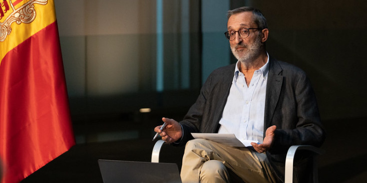 Jordi Guillament durant la presentació de l'obra al Consell General.