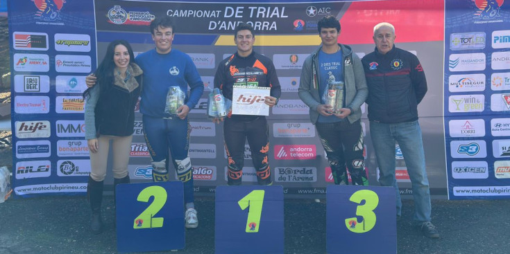 El podi en categoria Vermells de la darrera cita del Campionat de Trial.