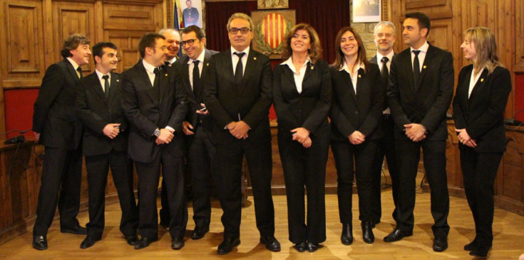Foto de família de l’última sessió de Consell de Comú de l’any, ahir.