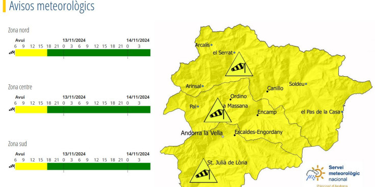 L'avís groc activat pel Servei Meteorològic.