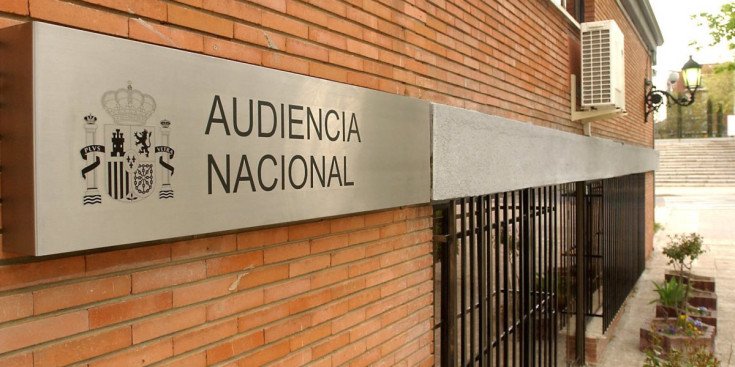 Una imatge del cartell de l’Audiència Nacional, en el seu edifici de Madrid on s’hi investigava la causa contra els tres directius de Banca Privada d’Andorra.