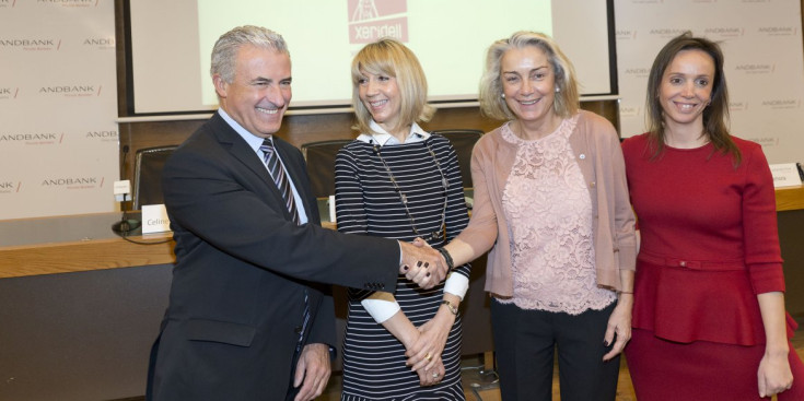 Cabanes, Mandicó, Díez i Rocamora, ahir a la seu d’Andbank.