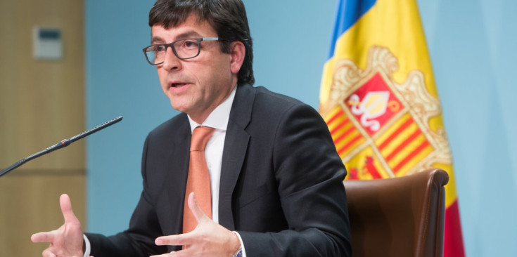 El ministre de Finances, Jordi Cinca, en la comapreixença d'aquesta tarda.
