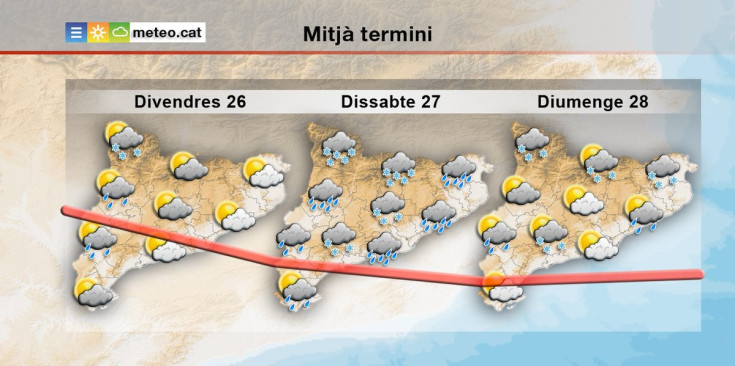 Previsió de Meteocat del passat dijous 25 de febrer.