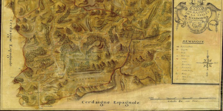 El primer mapa oficial amb què es delimitava Andorra.
