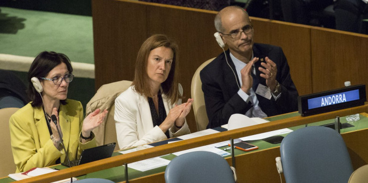 Sílvia Calvó i Antoni Martí, a la trobada d’ahir a Nova York.