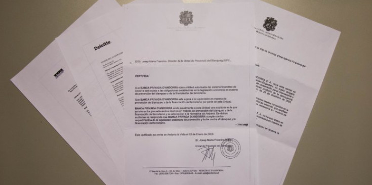 Els certificats de la UIF i UPB i les auditories de Deloitte i KPMG a les que ha tingut accés EL PERIÒDIC.