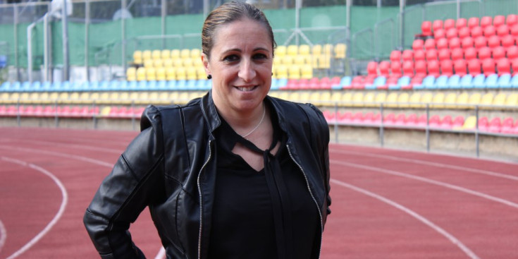 Paula Priego, a la pista d'atletisme de l'Estadi Comunal.