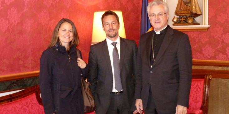 Rosa Gili, Pere López i el copríncep Vives, ahir al Palau Episcopal.