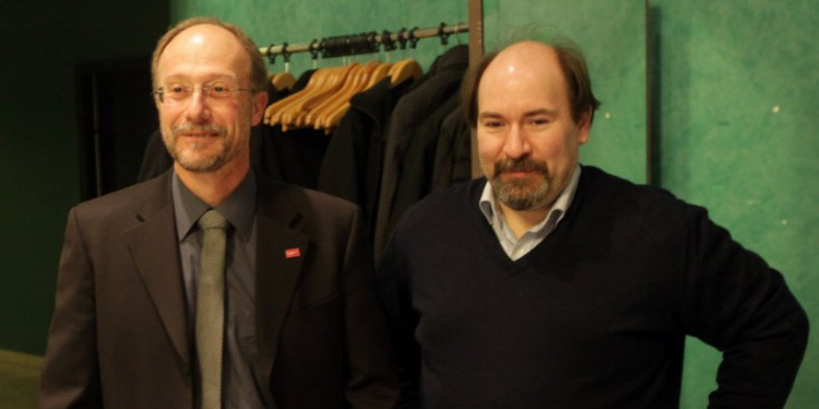 Víctor Naudi i Joan-Marc Miralles, al col·loqui del Cercle d’Economia.